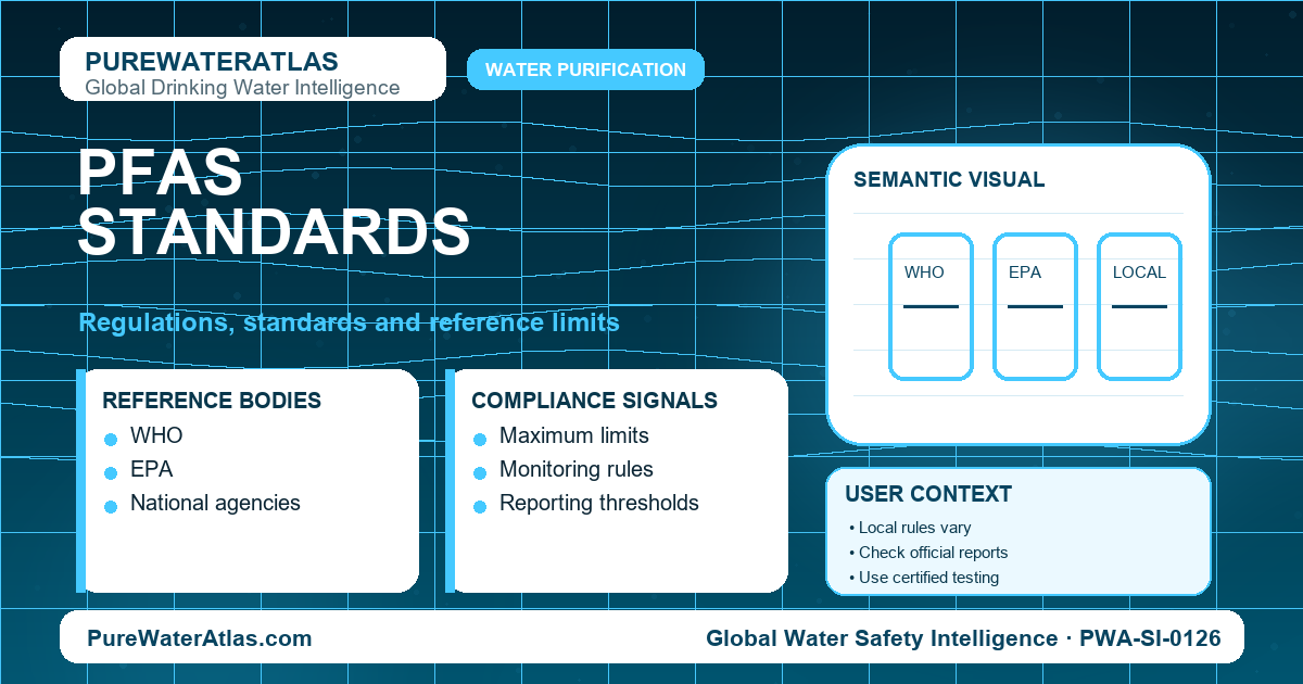 PFAS standards infographic showing reference limits