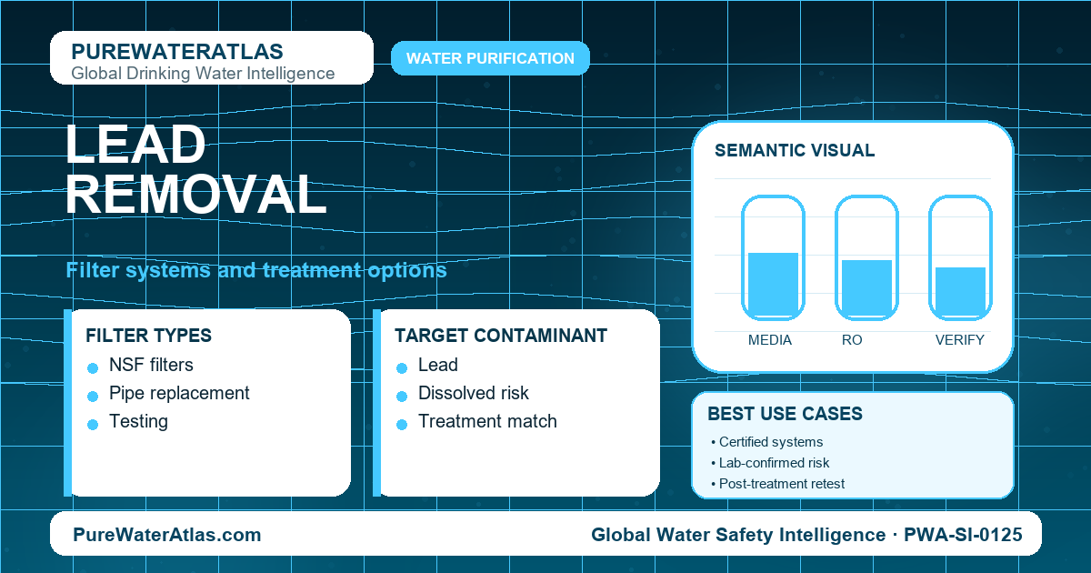 Lead removal infographic showing filtration options