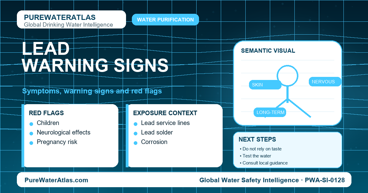 Lead warning signs infographic showing symptoms