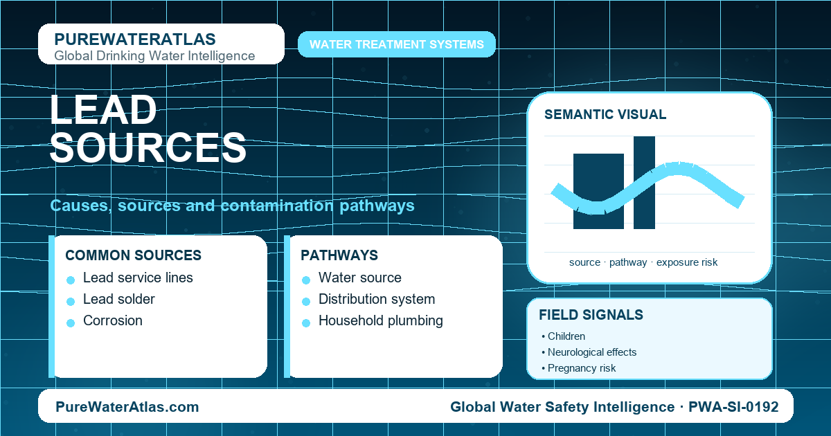 Lead sources infographic showing contamination pathways