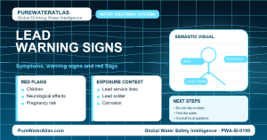 Lead warning signs infographic showing symptoms