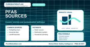 PFAS sources infographic showing contamination pathways