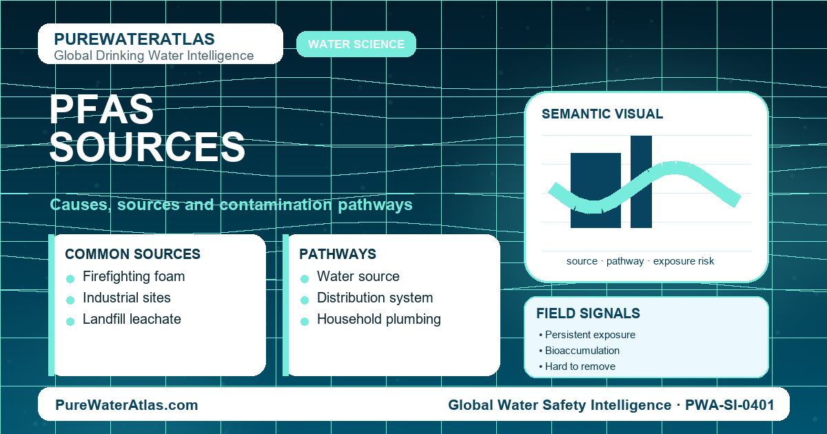 PFAS sources infographic showing contamination pathways