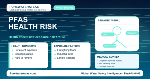 PFAS health risk infographic showing exposure pathways