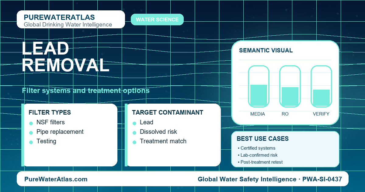 Lead removal infographic showing filtration options