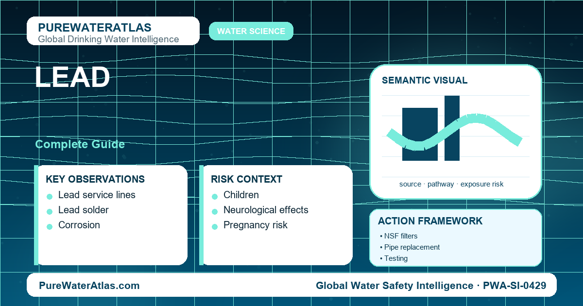 Lead drinking water guide infographic showing key risks