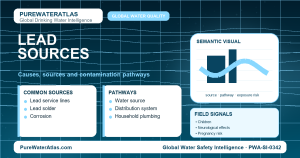 Lead sources infographic showing contamination pathways