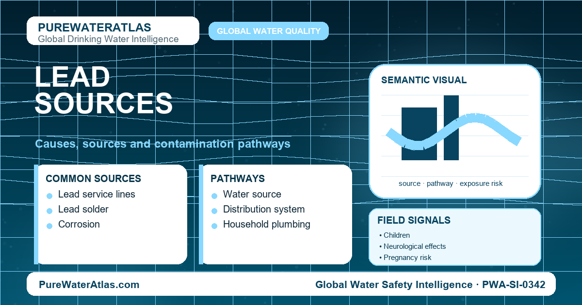 Lead sources infographic showing contamination pathways