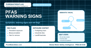 PFAS warning signs infographic showing symptoms