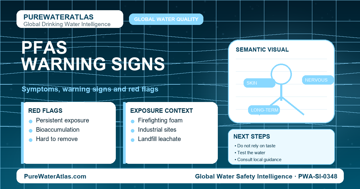 PFAS warning signs infographic showing symptoms