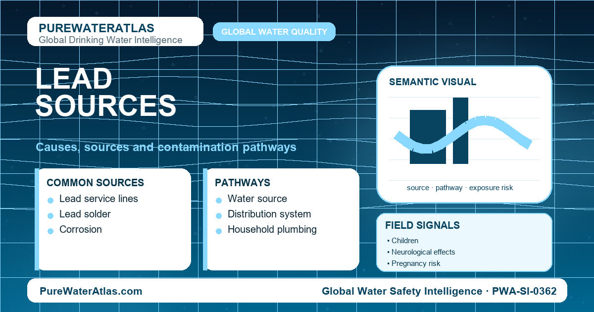Lead sources infographic showing contamination pathways