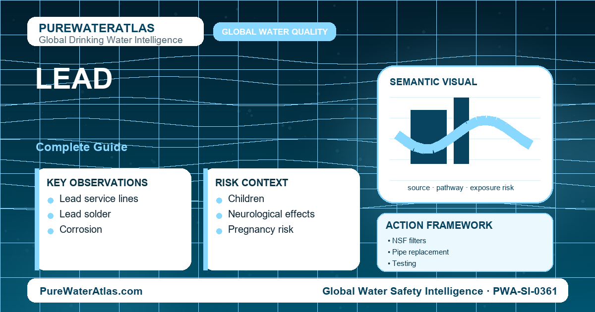Lead drinking water guide infographic showing key risks