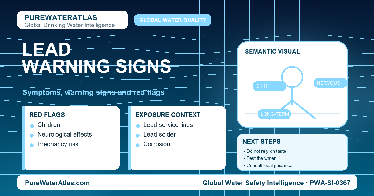 Lead warning signs infographic showing symptoms