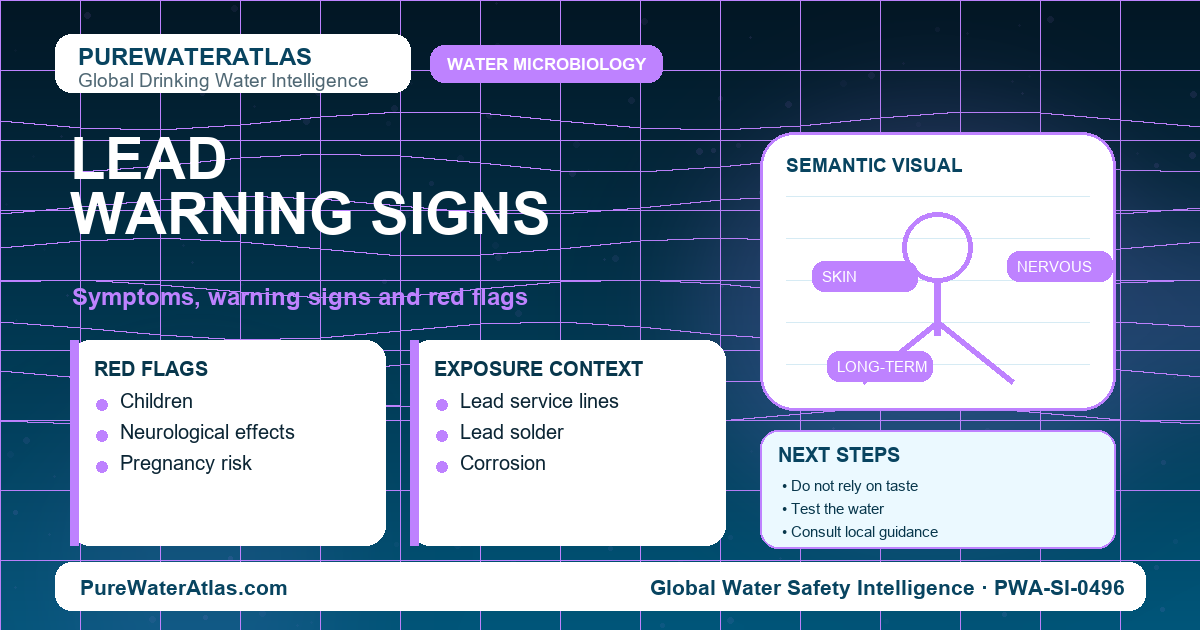 Lead warning signs infographic showing symptoms