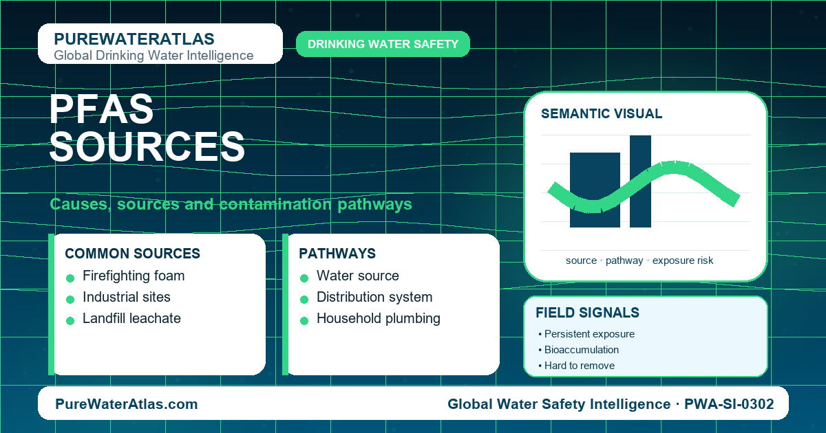 PFAS sources infographic showing contamination pathways