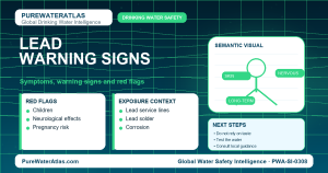Lead warning signs infographic showing symptoms